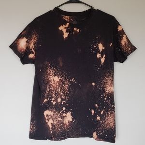 Black & Bleach Destructed Tee with Front Pocket